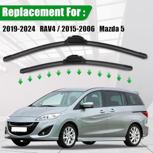 Windshield Wiper Blades compatible with 19-24 Toyota RAV4/06-15 Mazda 5