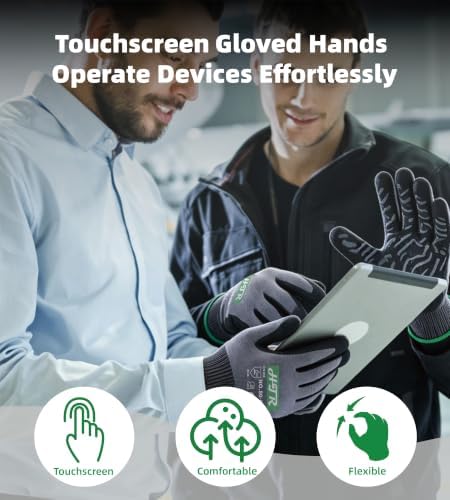 HTR Seamless Knit Work Gloves, Foam Nitrile coated, Stripped Palm, Large