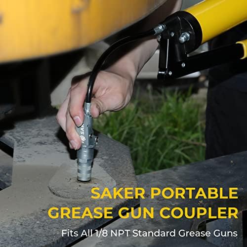 Saker Grease Gun Coupler-Upgrade to 14000 PSI, Grease Gun Coupler Adapter