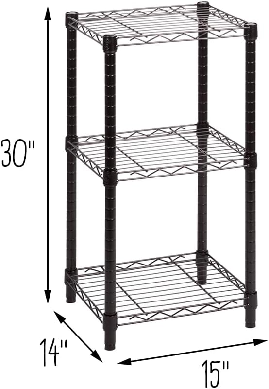 Honey-Can-Do Small 3-Tier Adjustable Storage Shelving Unit SHF-09209 Black 600 lbs
