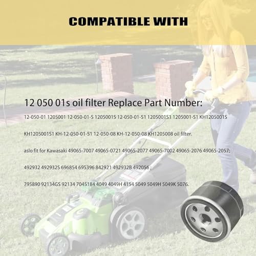 4PCS 12-050-01-S Oil Filter for 12 050 01 12 050 01-S1 KH-12-050-01-S KH-12-050-08, AM125424, 49065-7007 49065-0721 492932S Cub Cadet, Craftsman, Troy Bilt, Toro Lawn Mower Oil Filter