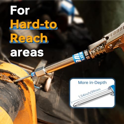 Grease Gun Coupler Kit, 12000 PSI with 90° Adapter & Needle Tip
