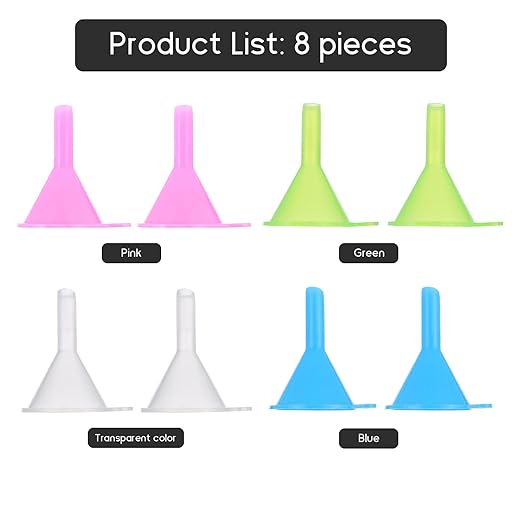16 Pcs Small Funnel Set for Filling Tiny Bottles Essential Oils Powder Spices Glitter, Plastic Narrow Neck Mini Funnels, Food-Grade Tiny Funnels for Lab Bottles Sand Art Perfume Spice Powder