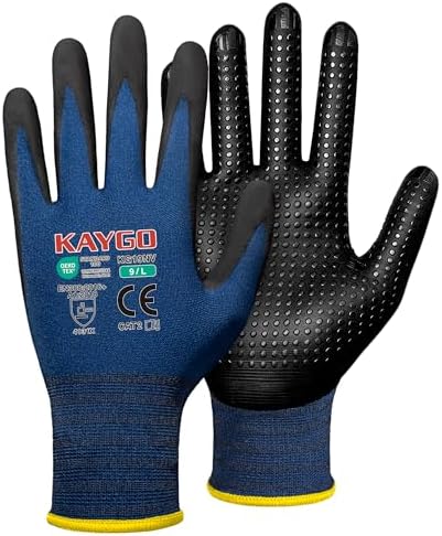 KAYGO MicroFoam Nitrile Coated Work Gloves, Non-Slip Micro-Dots, KG19N
