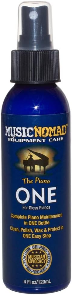 MusicNomad MN130 Piano ONE All-In-1 Cleaner, Polish, & Wax for Gloss Pianos, 4 oz