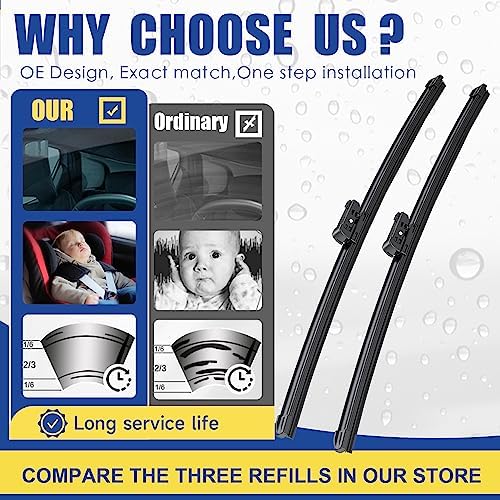 ANRDDO Front Wiper Blades 26"+26" Replacement for MBZ W211 CLS E SL Class