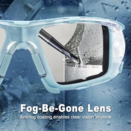 UKNOW Safety Glasses - Anti Fog Wraparound Lenses - Removable Foam Gasket - ANSI Z87.1 Protective Eyewear - Impact Resistant