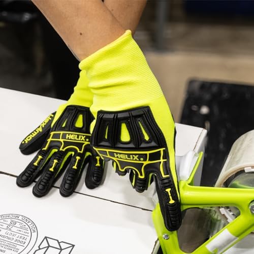 HexArmor Helix Impact Resistant & A1-A9 Cut-Resistant Work Gloves – High-Dexterity Nitrile Grip Industrial Safety Gloves