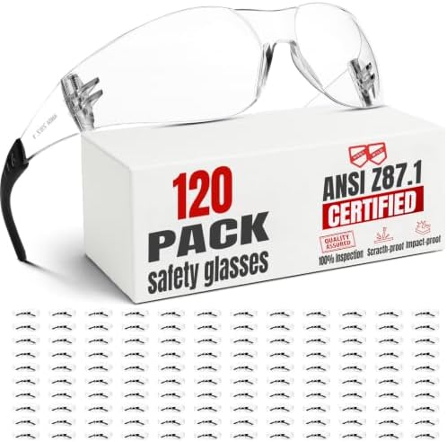 Clear Safety Glasses for Men&Women 120pack with ANSI Z87.1-2025 Certified