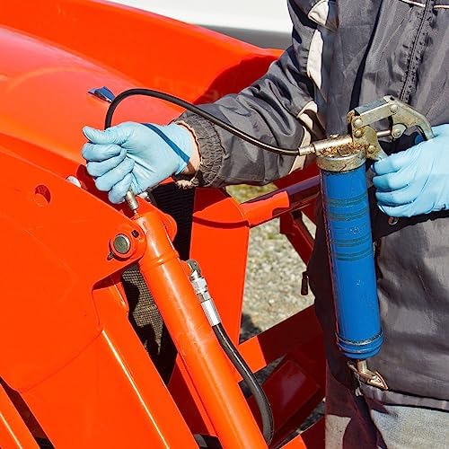 HARFINGTON Grease Gun Hose 59" 10000 PSI Spring Flex High Pressure Quick Release Grease Replacement with Coupler 1/8" NPT Threads for Grease Gun, Blue