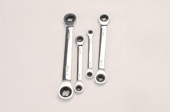 FLZOSPER E-Torx Double Box Ratcheting Wrench, E14x E18，Heavy Duty CR-V Box Ratchet Gear Spanner