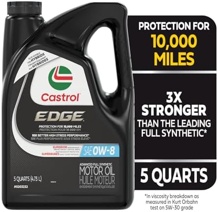 Castrol Edge Advanced Full Synthetic 0W-8 Motor Oil, 5 Quarts