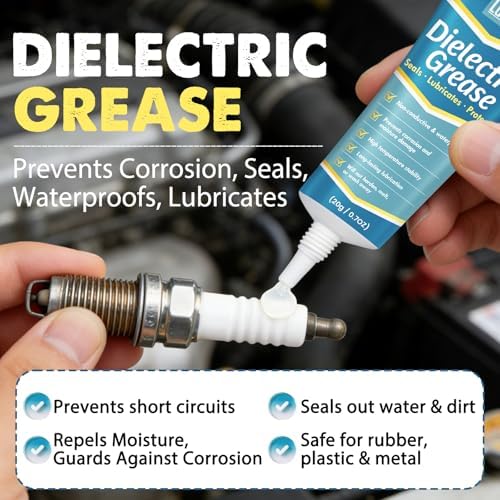 Dielectric Grease for Automotive Electrical Connectors with Brush - Waterproof & Heat-Resistant Silicone Paste for Spark Plugs, Battery Terminals, O-Rings, Marine & Car Wiring (20g/0.7oz)