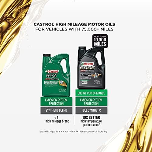 Castrol GTX High Mileage 5W-20 Synthetic Blend Motor Oil, 5 Quarts (Pack of 2)