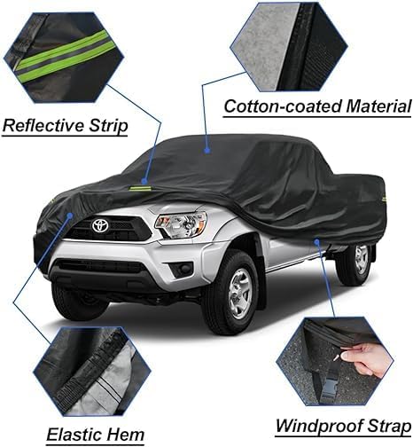 Kaugung Waterproof Truck Cover Fit Toyota Tacoma from 1998 to 2015 (Access Cab/Regular Cab/Double), 7 Layers Heavyduty Full Pickup Cover All Weather,Outdoor Sun UV Rain Dust Protection.