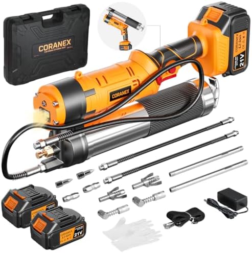 12000 PSI Cordless Grease Gun | 2×4Ah Batteries | 40" Flexible Hose