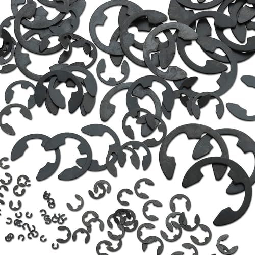 NEIKO 50455A E-Clip Assortment Set | 300 PCS, 9 SAE Sizes, Heat Treated External Retaining Clips, 1/16" - 7/8 Inch | High Carbon Steel Circlip Kit, Anti Walk Washers, Retaining Rings