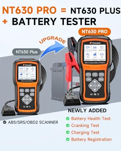 NT630 Plus Upgraded, FOXWELL NT630PRO OBD2 Scanner ABS SRS Battery Tester