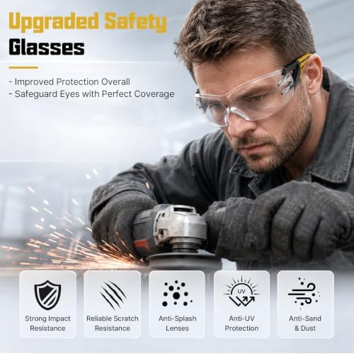 12 Pack Clear Safety Glasses Bulk for Men Women ANSI Z87.1 UV Protection