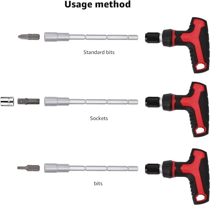 Amazon Basics 27-Piece Magnetic T-Handle Ratchet Wrench and Screwdriver Set with Bits and Sockets, Storage Case for Household Repair