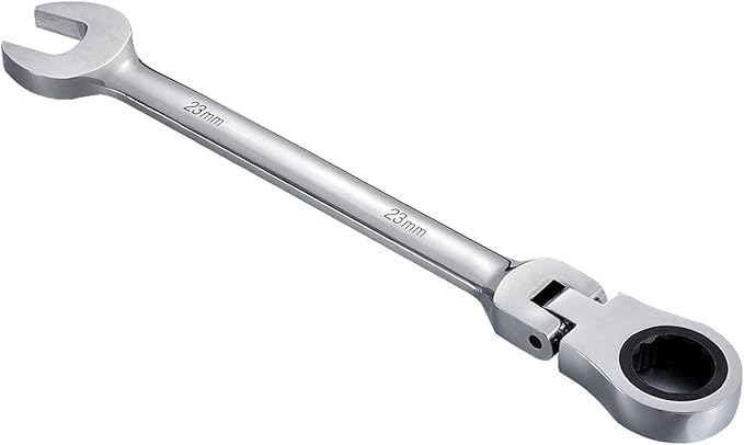 KATUR 23mm Ratcheting Wrench Set Flexible Pivoting Head Ratchet Combination Spanner Wrench Chrome Vanadium Steel Metric Tool (23mm)