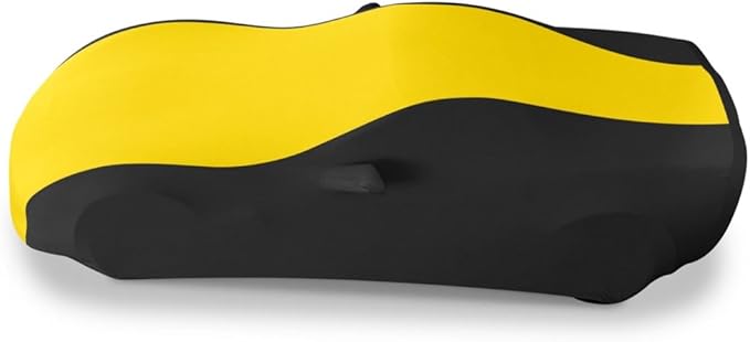 C6 Corvette Indoor Car Cover - Custom Fit Ultraguard Stretch Satin Sport Series - The Ultimate High End Fitment for 2005-2013 C6, Z06, ZR1, Grand Sport Corvettes (Yellow/Black)