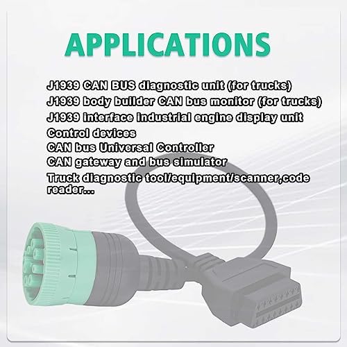 9 Pin to 16 Pin OBD2 Adapter Cable for Heavy Duty Trucks