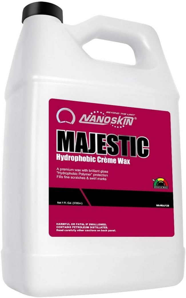 Nanoskin MAJESTIC Nano Creme Wax 1 Gallon – Produces a Deep, Lustrous Gloss and Superior UV Protection | Use with Polisher Buffer / By Hand | Water Beading | For Automotive, Marine, Industrial & More