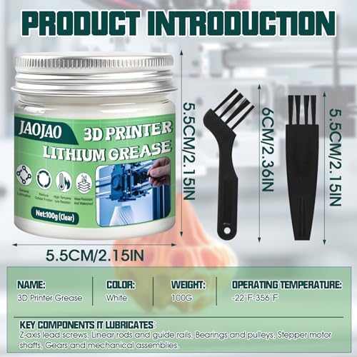 JAOJAO 100g 3D Printer Grease,Reduces Friction & Protects Rails & Bearings