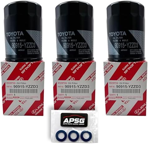 Genuine Oil Filter 90915-YZZD3 with APSG Drain Plug Washers | 3 PACK | Compatible with Toyota/Lexus vehicles