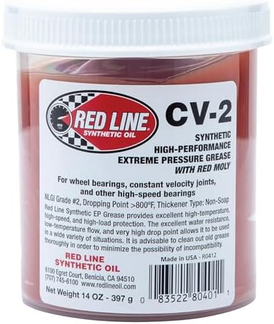 Red Line 80401 High Performance CV-2 Synthetic Grease Cartridge with Red Moly - 14 Ounce Jar (4 Pack)