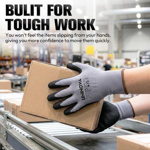 Work Gloves, Sandy Nitrile Coated, Gripped Glove for Men Women
