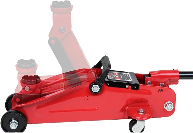K Tool International 63103A Hydraulic Service Jack, 5-1/8 to 13 Inch Lift Range, Heavy Duty Steel, Swivel Casters, Overload Protection, Smooth Positioning for Shop and Garage Use