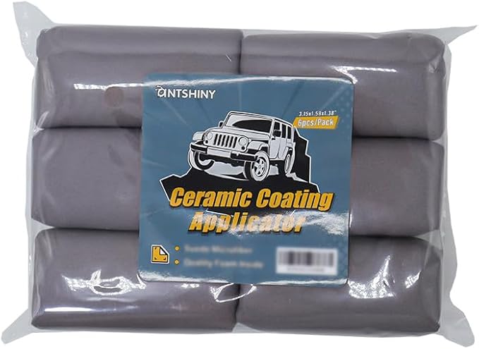 Microfiber Applicator Pad, Car Detailing Suede Sponge Applicator, 6Pcs Coating Sponge Pads for Cars, Ceramic Spray Coating, Applying Wax, Sealants & Other Conditioners-（6pcs）