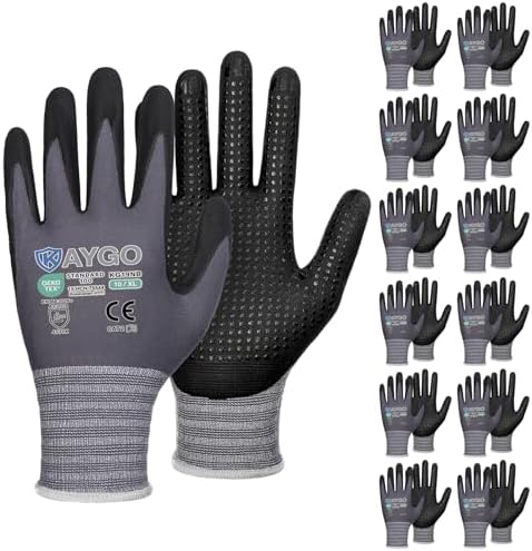 KAYGO MicroFoam Nitrile Coated Work Gloves, Non-Slip Micro-Dots, KG19N
