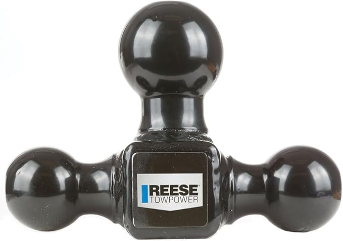 Reese Towpower 21512 Tri-Ball Trailer Hitch Ball Mount, (1-7/8 Inch, 2 Inch, 2-5/16 Inch Trailer Hitch Balls), Fits 2 Inch Square Receiver, 10,000 lbs. Capacity