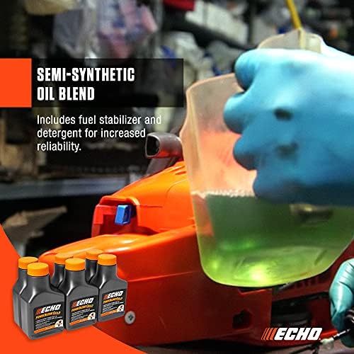 Echo 6450001G Power Blend Gold Oil Mix 50:1 for 2 stroke2cycle Outdoor Power Equipment, High Performance Semi Synthetic, Low Smoke Emission 2.6 fl oz (6 Pack), 6450001G 2.6 fl oz