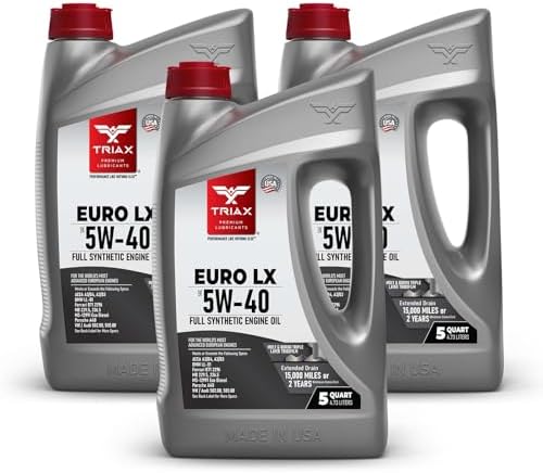 TRIAX Euro LX 5W-40 Full Syn Engine Oil - Compatible with BMW LL01, MB 229.5, 226.5, Audi/VW 502.00, 505.00, MS-12991, Porsche A40 (5 Quart - 3 Pack)