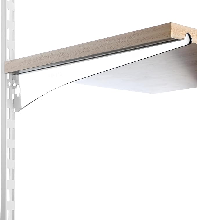 MorningRo 6 Pcs Dual Track Upright Wall Shelving System Heavy Duty Support System Twin Slot Shelf Rail Shelf Standards for Pantries Linen Closets Laundry Rooms(White,47.5 Inch)