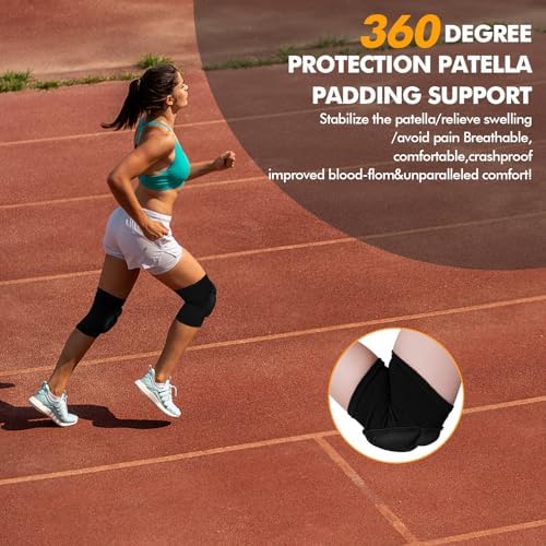 Protective Knee Pads, Thick Sponge Anti-slip,Women's/Men's Knee Pads for Volleyball, Rock Climbing, Cycling, Dancing, Gardening, Gardening, Flooring, House Cleaning, Construction Work with Thick EVA Foam Liner Black M