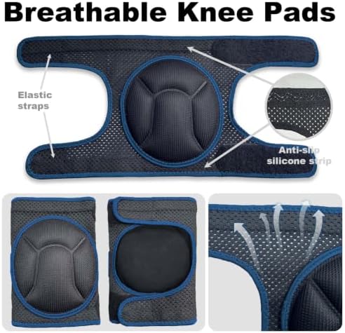 Garden Knee Pads for Men Women, Breathable Elastic Fabric, Blue M (1 pair)