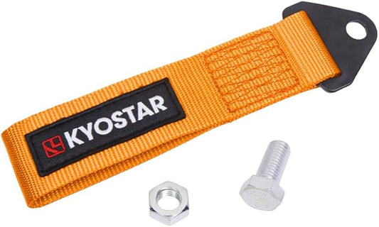 Kyostar Universal Racing Tow Strap for Front or Rear Bumper Towing Hooks, High Strength Tow Straps, Upgrade Version (Orange)