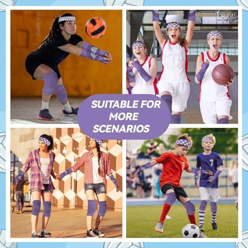 6 Pcs Volleyball Accessories, Include Volleyball Knee Pads Arm Sleeves Drawstring Bag Softball Headbands Volleyball Protection Equipment Gifts