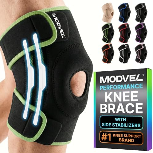 Modvel Knee Brace with Side Stabilizers & Patella Gel Pads for Pain Relief and Joint Support Breathable, Non-Slip Compression Sleeve for Men & Women, Arthritis, Meniscus, ACL Recovery