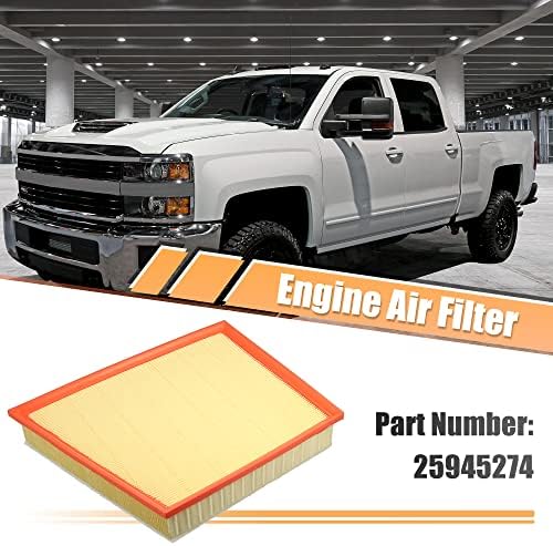 X AUTOHAUX Engine Air Filter 25945274 for Chevrolet Silverado 2011-2016 for GMC Sierra 2500 3500 HD 6.6L V8 Diesel Engine Air Cleaner High Filter Capacity (Pack of 2)