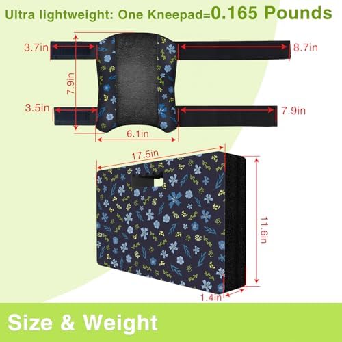 Garden Kneeling Pad and Knee Pads Women, Foam Padding Kneepads, Blue Flower