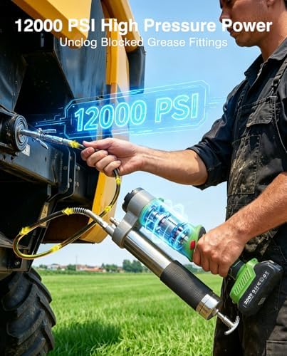 TaskStar Cordless Electric Grease Gun 12000PSI for DIY, Industrial & Farm