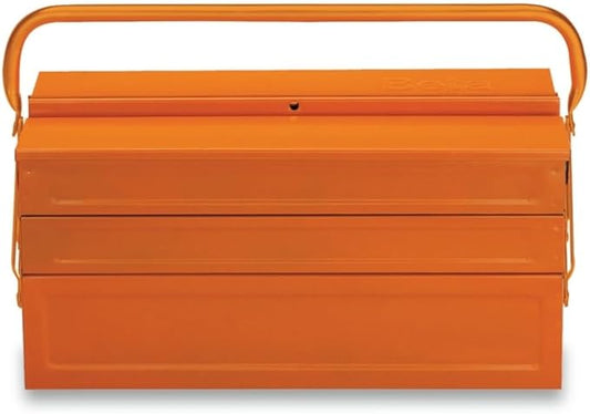 Beta C20 5-Section Cantilever Metal Tool Box | Heavy-Duty Steel Construction, Lockable, 18” Portable Tool Storage with Fold-Down Handle | Orange, 55 lb Capacity