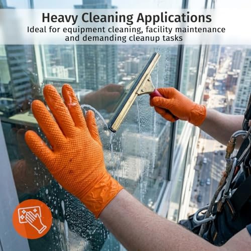 SF UltraDuty Orange Diamond Nitrile Gloves 10 Mil – 100 Heavy Duty Latex Free Powder Free Gloves