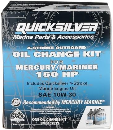 Quicksilver 4-Stroke Oil Change Kit – for Mercury Outboard Engines – 15, 20, 25, 30, 40, 50, 60, 75, 90, 115, 150, 175, 200, 225, 250, 300, 350, 400 HP